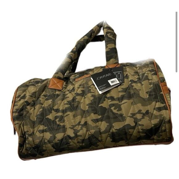 JOAN & DAVID 21” Chevron Quilted Camo Nylon Roll Travel Duffle Bag NWT $205 - Picture 3 of 7